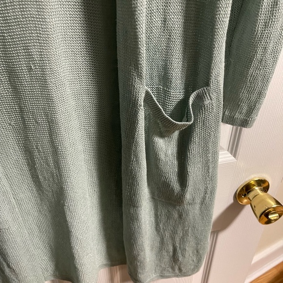 J.Jill Linen Blend Duster Cardigan in Seafoam Mint Color - Picture 5 of 6